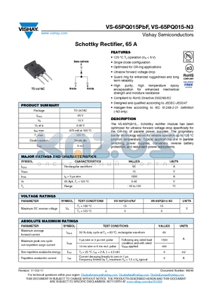 65PQ015PBF_12 datasheet - Schottky Rectifier, 65 A