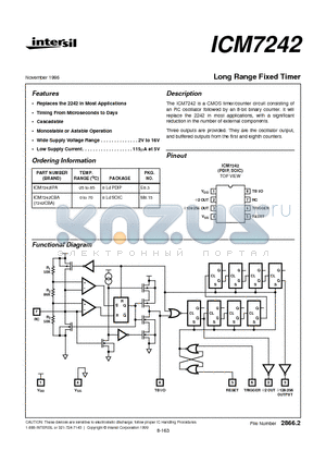 ICM7242CBA datasheet - Long Range Fixed Timer