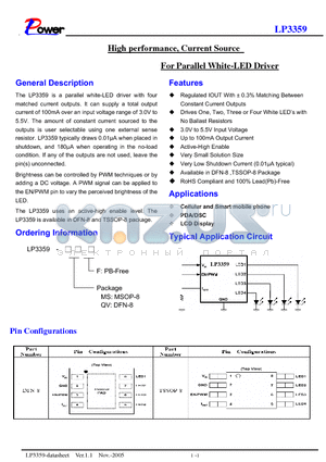 LP3359-MSF datasheet - High performance, Current Source For Parallel White-LED Driver