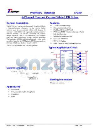 LP3361 datasheet - 6-Channel Constant Current White LED Driver