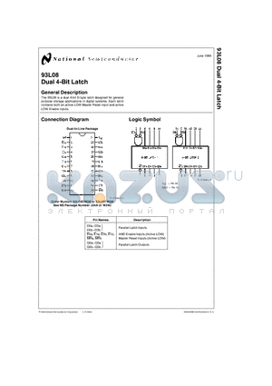 93L08 datasheet - Dual 4-Bit Latch