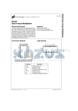 93L09 datasheet - Dual 4-Input Multiplexer