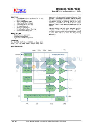 ICM7323Q datasheet - QUAD 12/10/8-BIT VOLTAGE-OUTPUT DACS