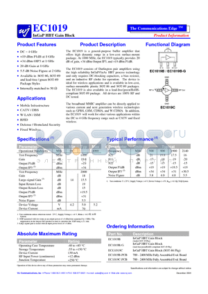 EC1019B-G datasheet - InGaP HBT Gain Block