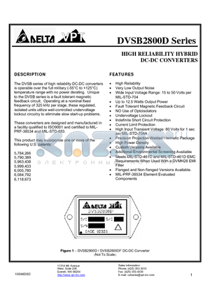 DVSB2853R3D/H-XXX datasheet - HIGH RELIABILITY HYBRID DC-DC CONVERTERS