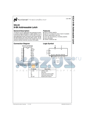 93L34 datasheet - 8-Bit Addressable Latch