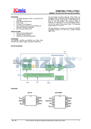 ICM7341M datasheet - SINGLE 12/10/8-BIT VOLTAGE-OUTPUT DACS