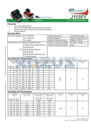 J115F11B48VDC datasheet - CIT SWITCH