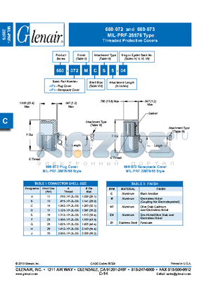 660-073M datasheet - Threaded Protective Covers