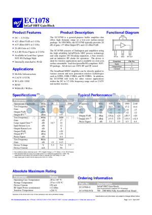 EC1078 datasheet - InGaP HBT Gain Block