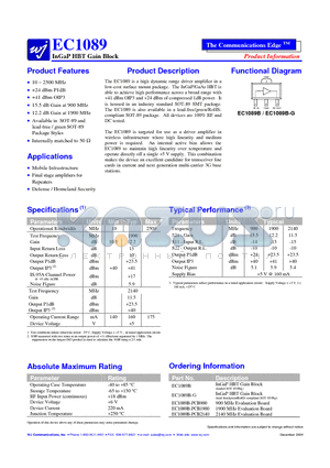 EC1089B-PCB2140 datasheet - InGaP HBT Gain Block