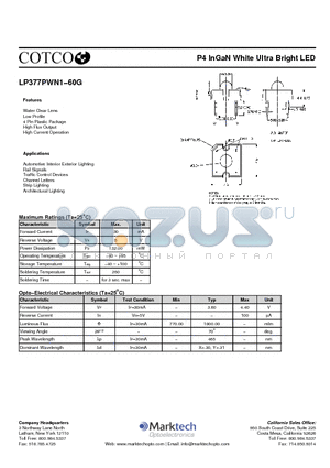 LP377PWN1-60G datasheet - P4 InGaN White Ultra Bright LED