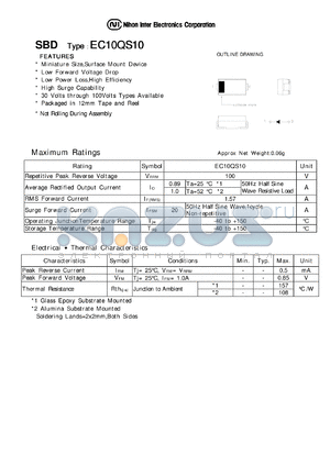 EC10QS10 datasheet - SBD MINIATURE SIZE, SURFACE MOUNT DEVICE