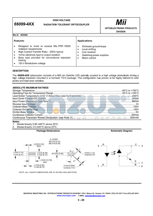 66099-415 datasheet - HIGH VOLTAGE RADIATION TOLERANT OPTOCOUPLER