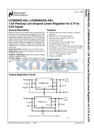 LP38502ASD-ADJ datasheet - 1.5A FlexCap Low Dropout Linear Regulator for 2.7V to 5.5V Inputs