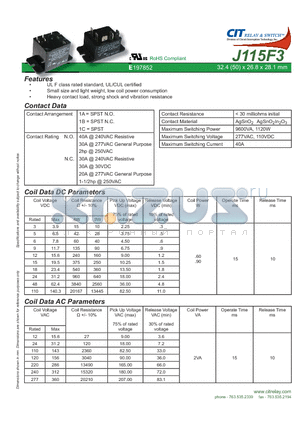 J115F31A48VDCS datasheet - CIT SWITCH