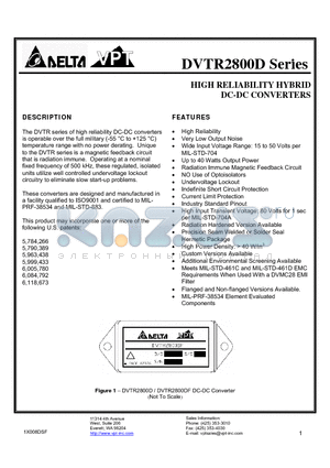 DVTR2805D/ES-XXX datasheet - HIGH RELIABILITY HYBRID DC-DC CONVERTERS