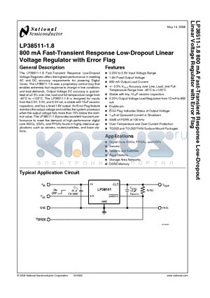 LP38511TS-1.8 datasheet - 800 mA Fast-Transient Response Low-Dropout Linear Voltage Regulator with Error Flag