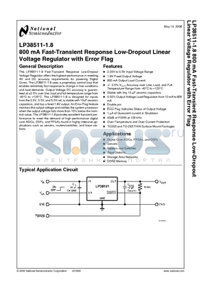 LP38511TSX-1.8 datasheet - 800 mA Fast-Transient Response Low-Dropout Linear Voltage Regulator with Error Flag