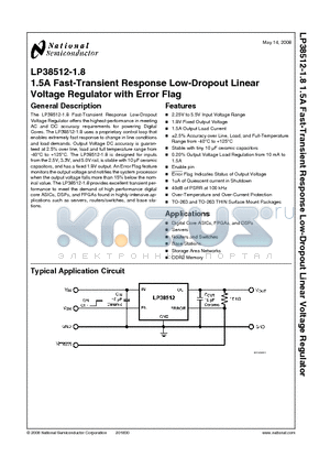 LP38512TJ-1.8 datasheet - 1.5A Fast-Transient Response Low-Dropout Linear Voltage Regulator with Error Flag