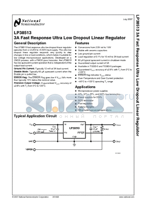 LP38513 datasheet - 3A Fast Response Ultra Low Dropout Linear Regulator