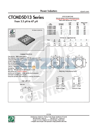 CTCMD5D13F-150M datasheet - Power Inductors