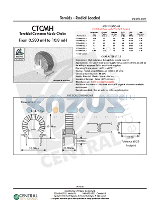 CTCMH3222-1 datasheet - Toroids - Radial Leaded