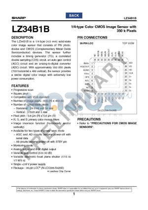 LZ34B1B datasheet - 1/4-type Color CMOS Image Sensor with 350 k Pixels