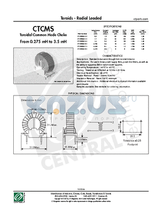 CTCMS3215-1 datasheet - Toroids - Radial Leaded