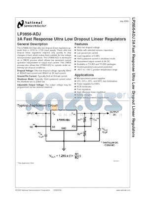 LP3856-ADJ datasheet - 3A Fast Response Ultra Low Dropout Linear Regulators