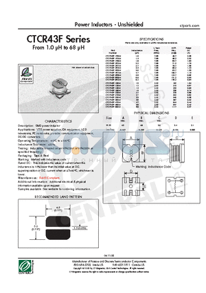 CTCR43F-120M datasheet - Power Inductors - Unshielded