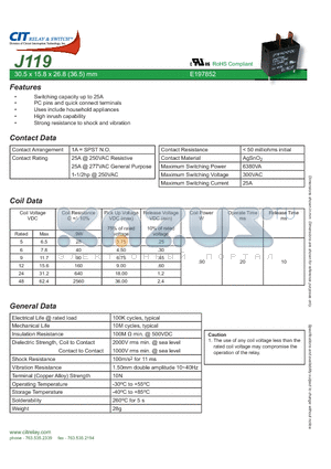 J1191A12VDC datasheet - CIT SWITCH