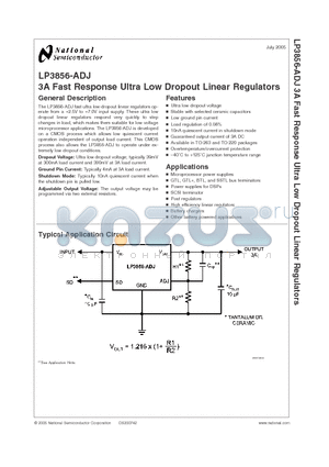 LP3856ES-ADJ datasheet - 3A Fast Response Ultra Low Dropout Linear Regulators