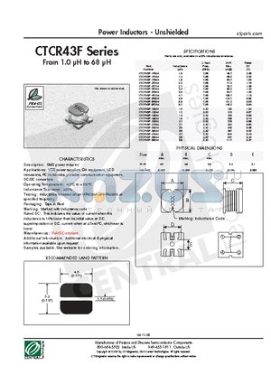 CTCR43F-3R3M datasheet - Power Inductors - Unshielded