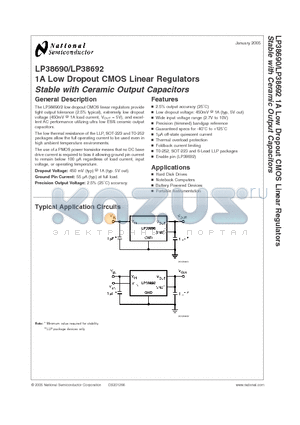 LP38690 datasheet - 1A Low Dropout CMOS Linear Regulators
