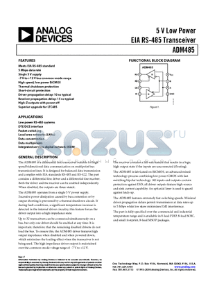 ADM485AN datasheet - Meets EIA RS-485 standard