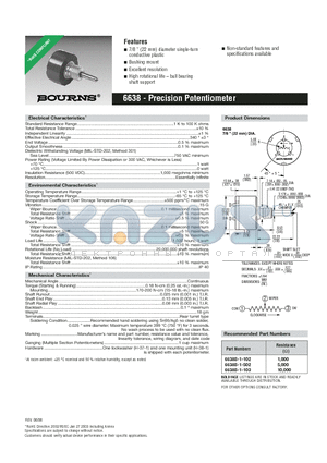 6638S-1-103 datasheet - Precision Potentiometer