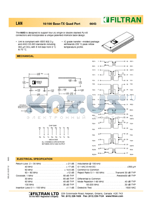 6643 datasheet - LAN 10/100 Base-TX Quad Port