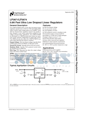 LP3871ESX-1.8 datasheet - 0.8A Fast Ultra Low Dropout Linear Regulators