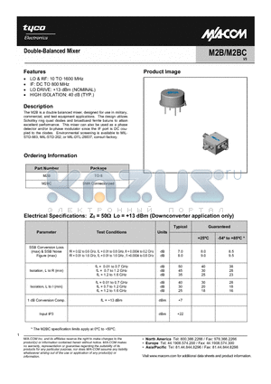 M2B datasheet - Double-Balanced Mixer