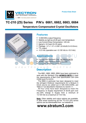 6664 datasheet - Temperature Compensated Crystal