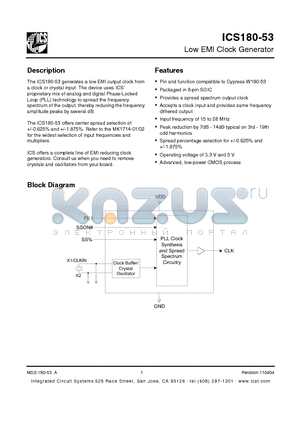 ICS180M-53 datasheet - Low EMI Clock Generator