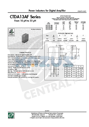 CTDA13AF datasheet - Power Inductors for Digital Amplifier