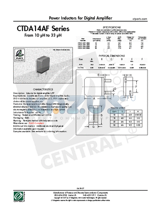 CTDA14AF-100M datasheet - Power Inductors for Digital Amplifier