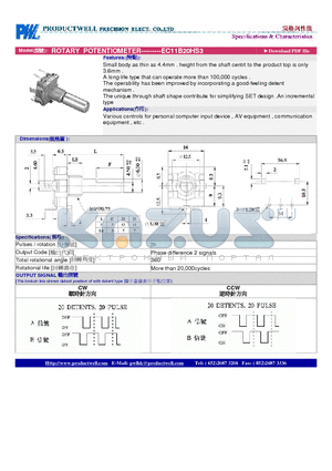 EC11B20HS3 datasheet - ROTARY POTENTIOMETER