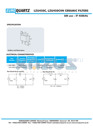 LZU450C datasheet - CERAMIC FILTERS