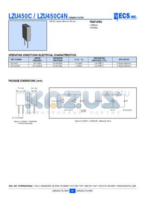 LZU450C datasheet - CERAMIC FILTER