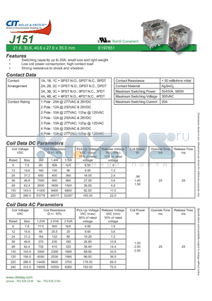 J1512AF220VDC datasheet - CIT SWITCH