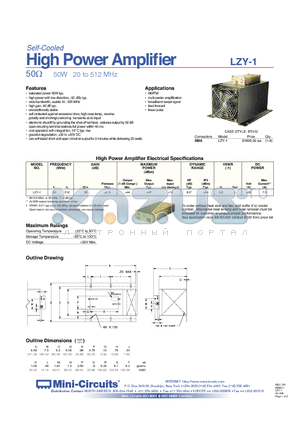 LZY-1 datasheet - High Power Amplifier 50Y 50W 20 to 512 MHz
