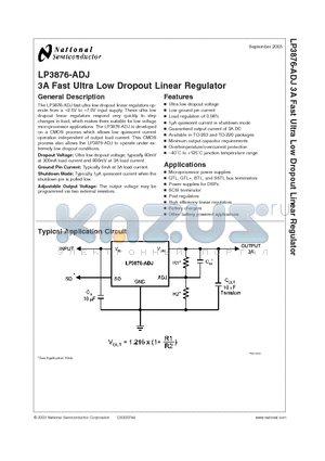 LP3876-ADJ datasheet - 3A Fast Ultra Low Dropout Linear Regulator